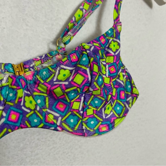 BareMinimale Swimwear Candy Hearts Underwire Bikini Swim Top Multicolor Neon XS - Picture 5 of 8